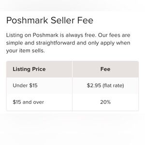Please keep Poshmark Seller Fees in mind when submitting offers….